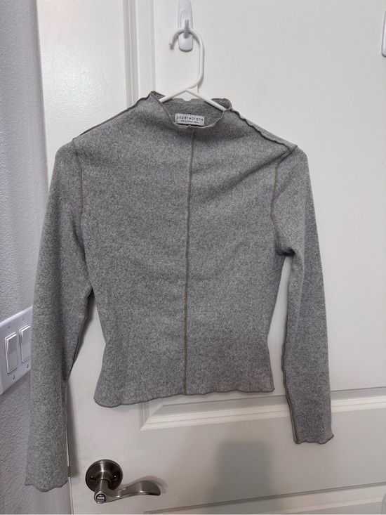 Paper Crane Sweaters - Paper Crane Heather Gray Mock Neck Seam-Accent Sweater